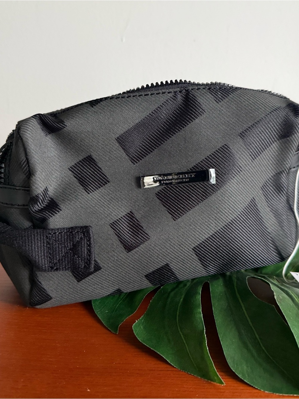 Burberry Fragrance Black/Grey Double Zip Travel Pouch Bag Unisex
